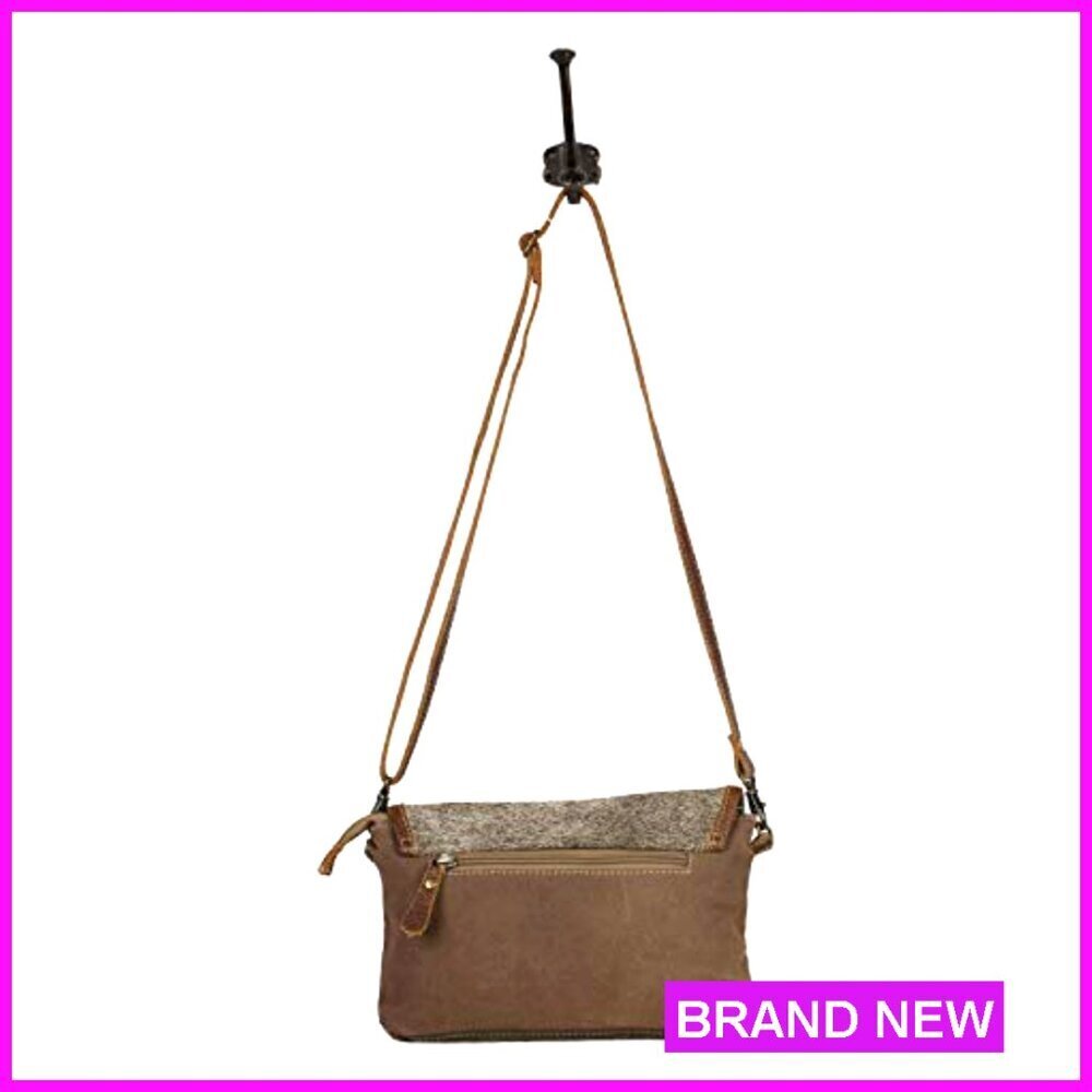 Canvas Crossbody Bag with Leather Strap Floral Mosaic Boho Chic Handcrafted - Picture 5 of 6